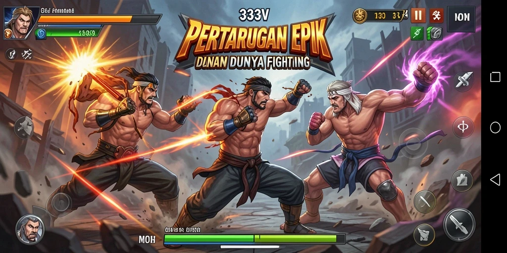 Tampilan gameplay <strong>333V</strong> dengan pertarungan seru dan karakter beragam.