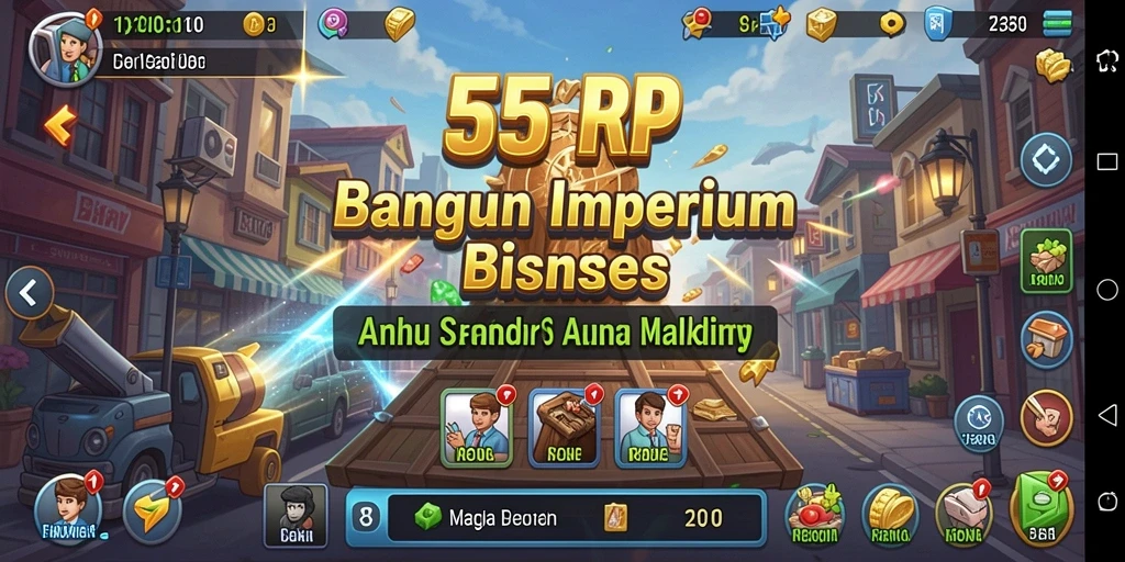 Tampilan screenshot permainan 55RP yang menunjukkan manajemen bisnis.