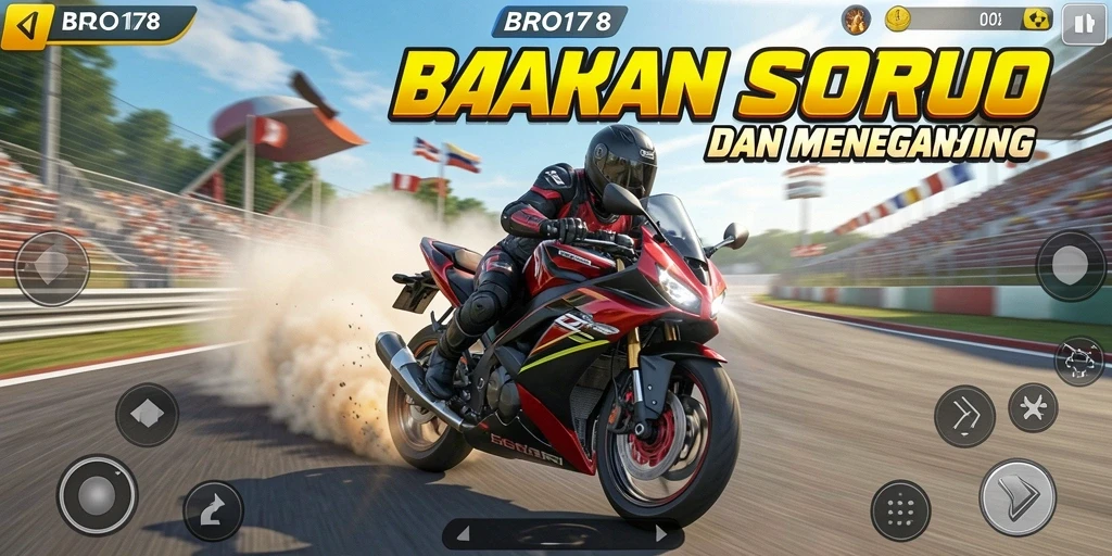 Tampilan gameplay seru di BRO178 dengan lintasan balap yang menantang.