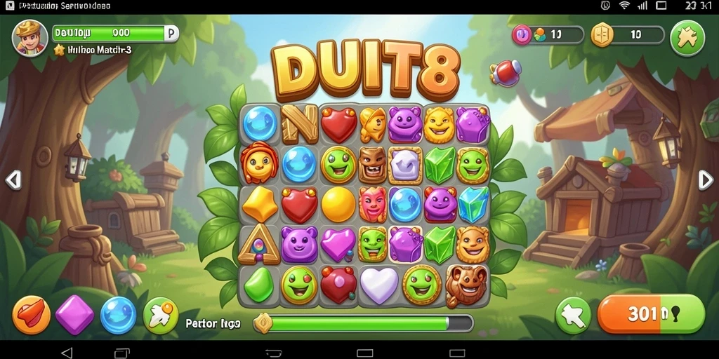 Gameplay seru DUIT8 dengan tantangan Match-3 yang menggugah.