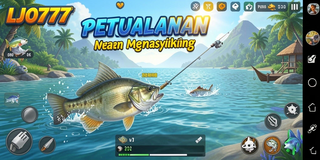 Tampilan gameplay menarik dari LJO777 saat memancing di danau.