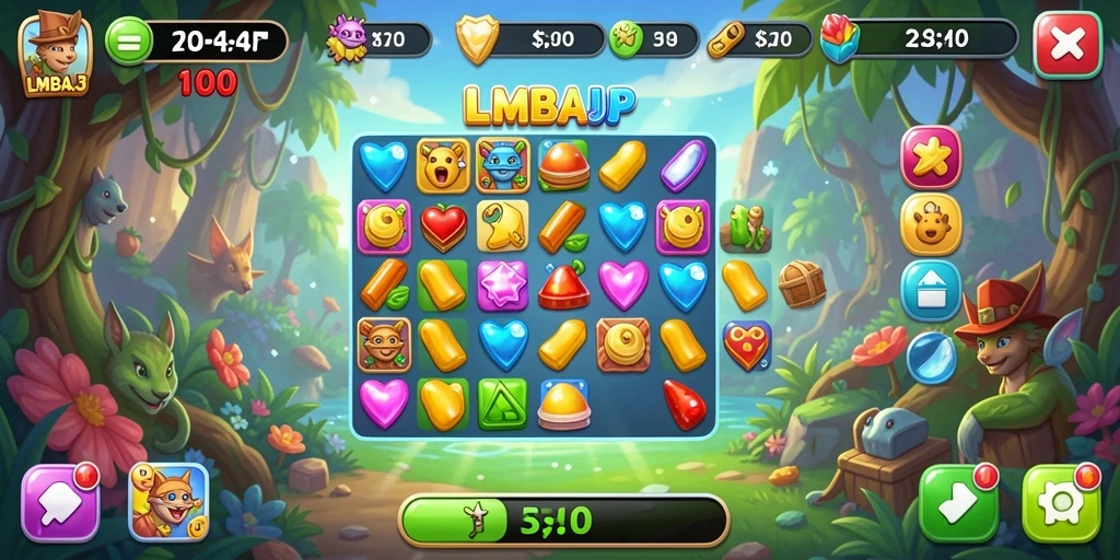 Tampilan gameplay seru dari game Match-3 LMBAJP.