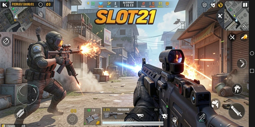 Gameplay menegangkan dari permainan FPS SLOT21 dengan grafis tinggi.